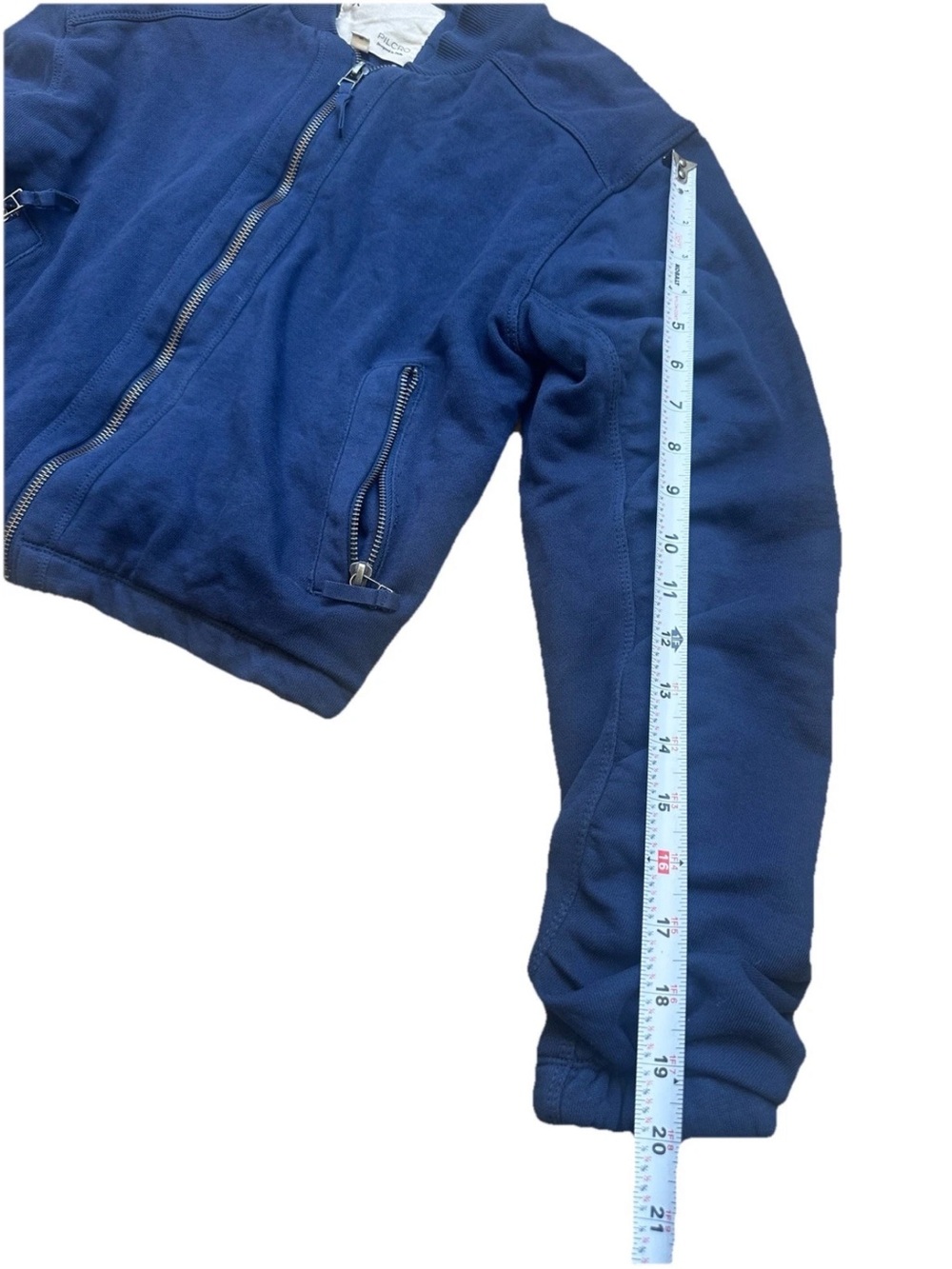 Anthropologie Pilcro Knit Bomber Jacket Women’s Size XS Navy Zip Front Casual - Picture 7 of 14